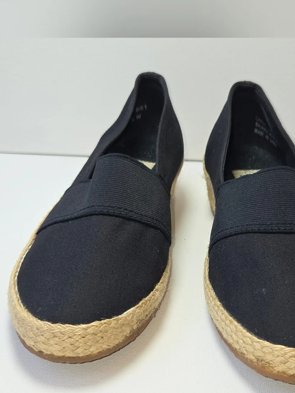 Garden Sport Black Espadrille Wedge Slip On Shoes Women's 8W Wide